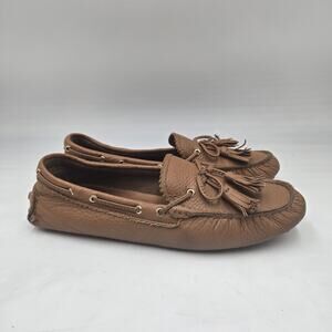 Coach Nadia Driving Moccasins Women 9.5 B Tan Leather Tassel Loafers Preppy